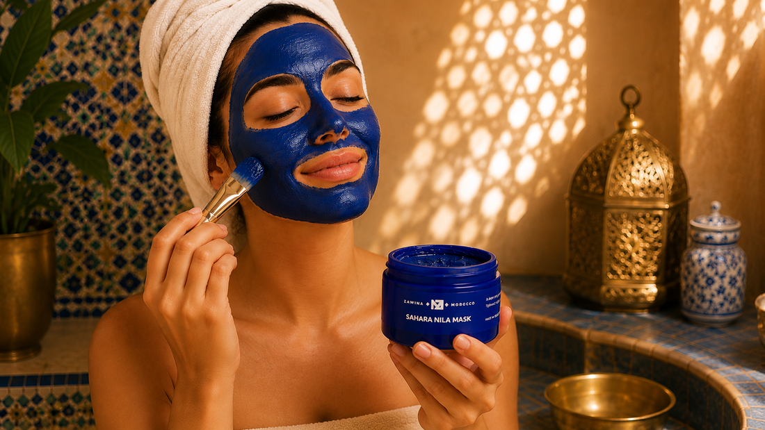 Woman using sahara nila mask