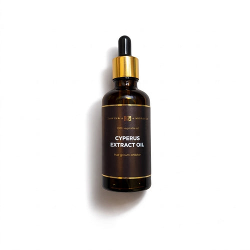 Zawina Morocco Cyperus Extract Oil hair growth inhibitor dropper bottle with a gold cap