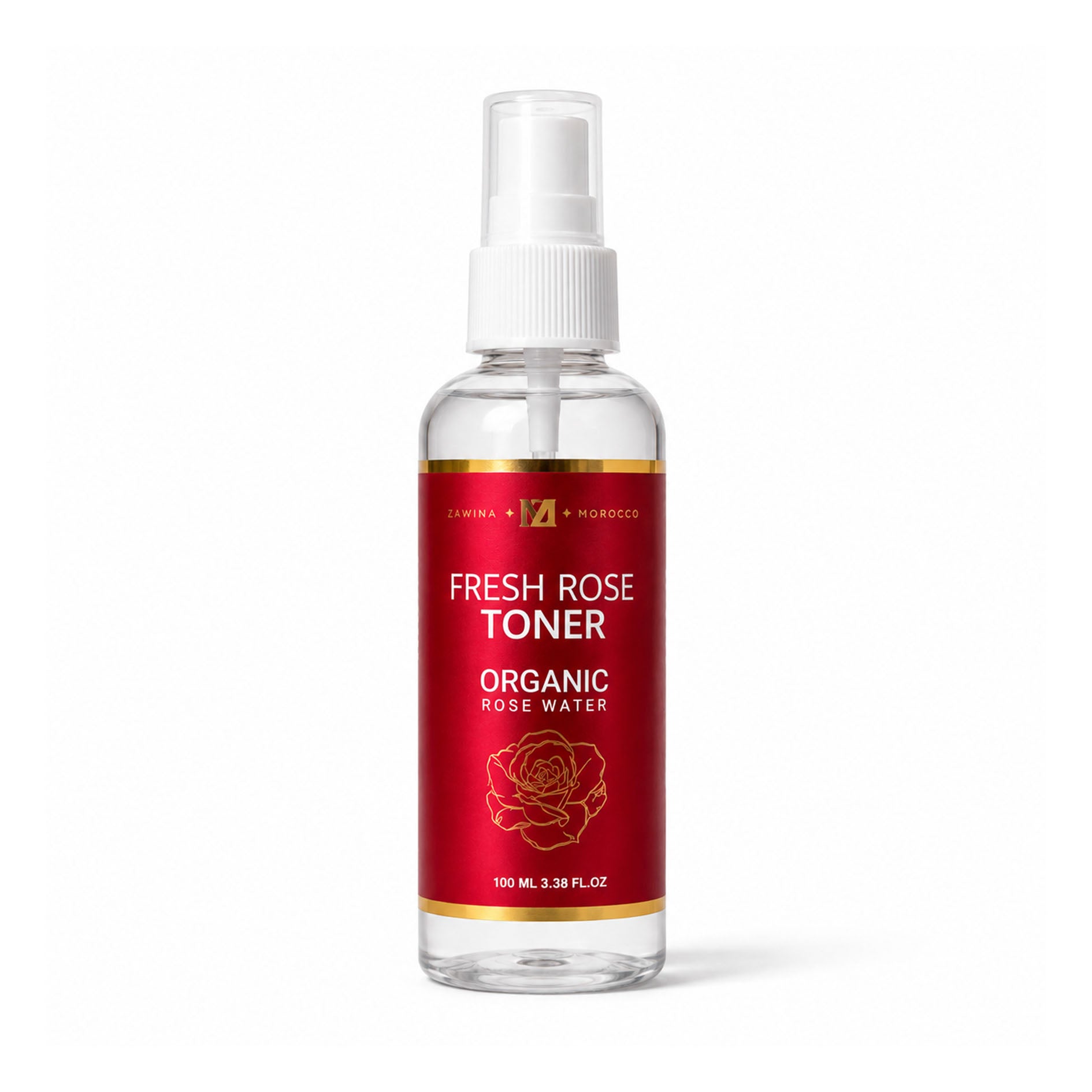 Zawina Morocco Fresh Rose Toner Organic Rose Water 100ml spray bottle